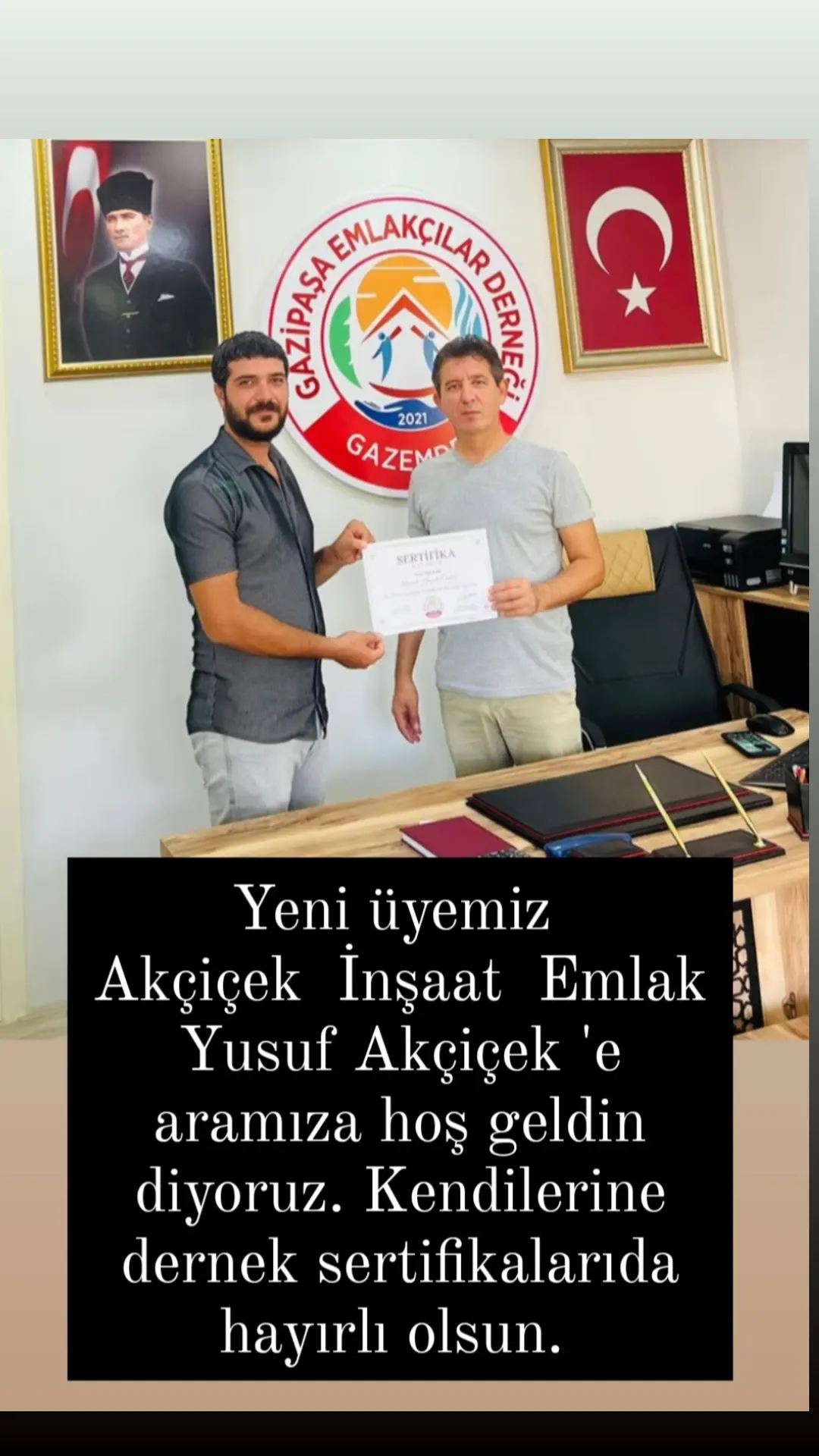 AKÇİÇEK İNŞAT'TA ARTIK DERNEK ÜYEMİZ.