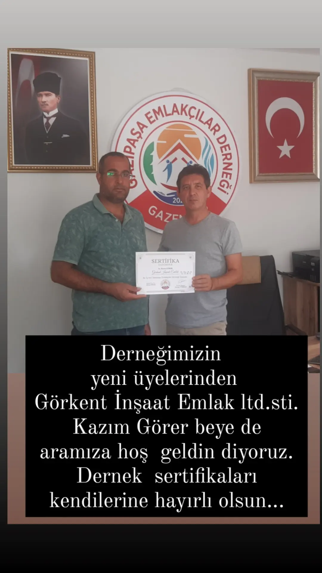KAZIM GÖRER BEYE SERTİFİKALARI HAYIRLI OLSUN