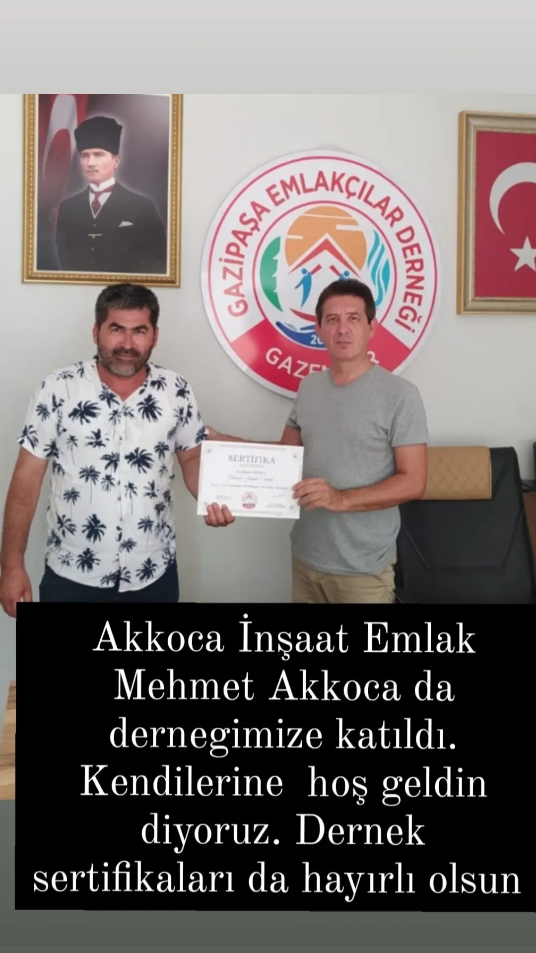 MEHMET AKKOCA'YA DERNEĞİMİZE HOŞGELDİN DİYORUZ.