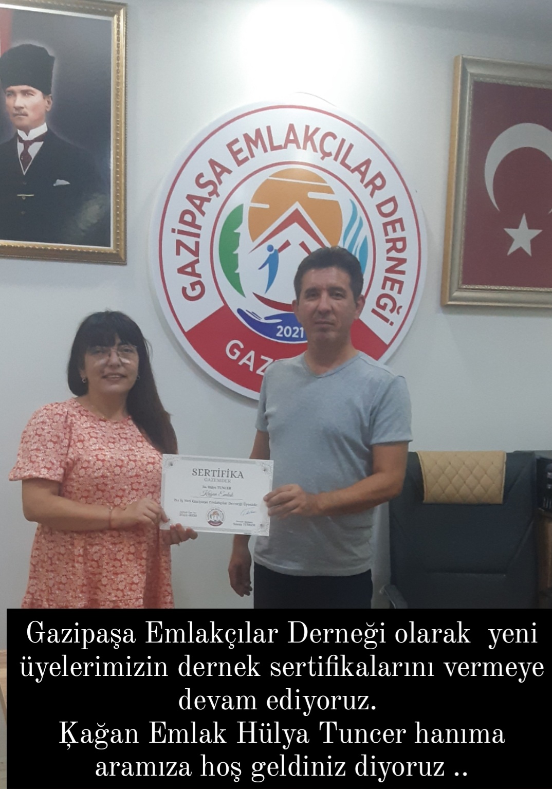KAGAN EMLAK DA  SERTİFİKALARINI ALDILAR.