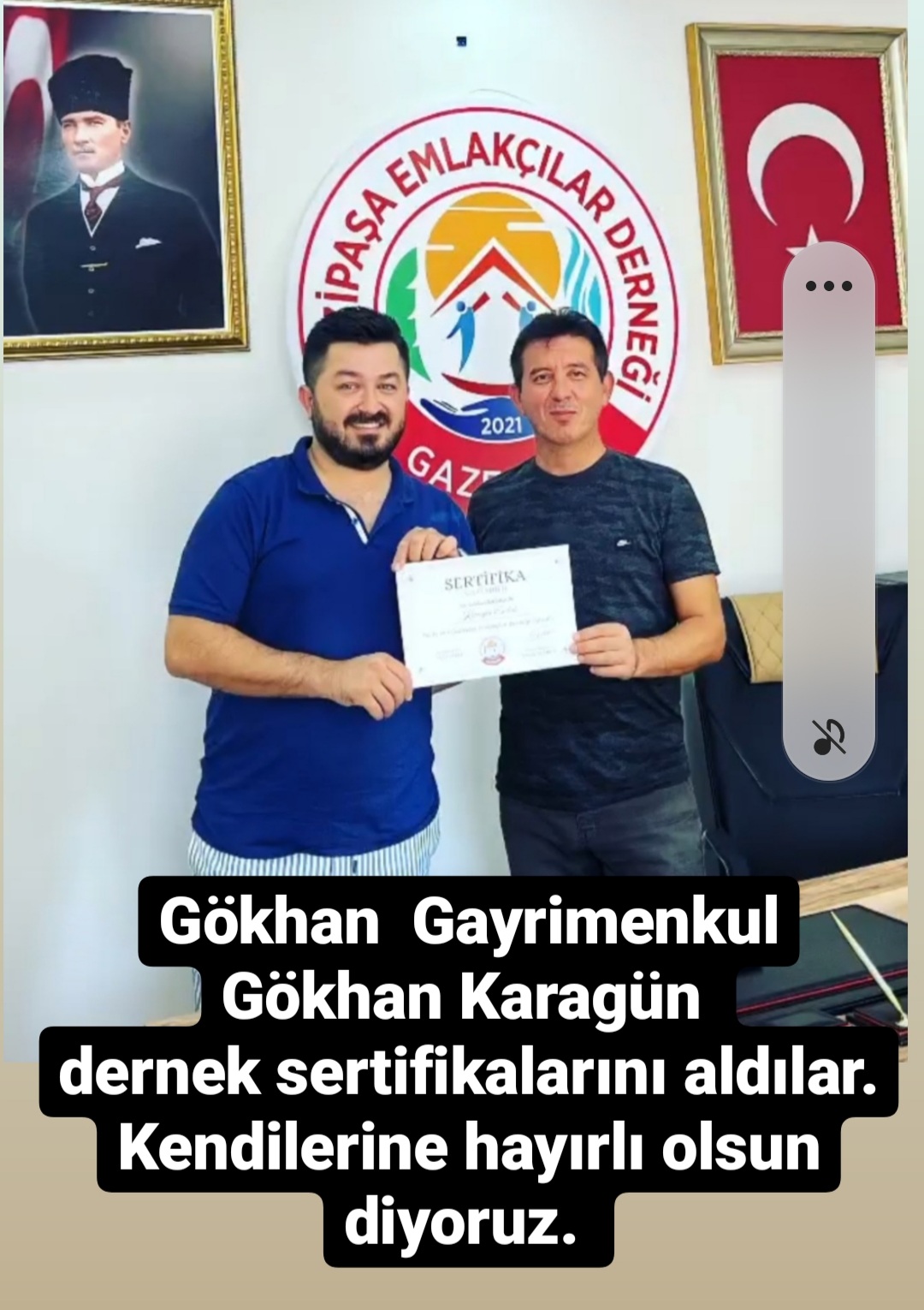 GÖKHAN GAYRİMENKUL SERTİFİKALARINI ALDILAR.