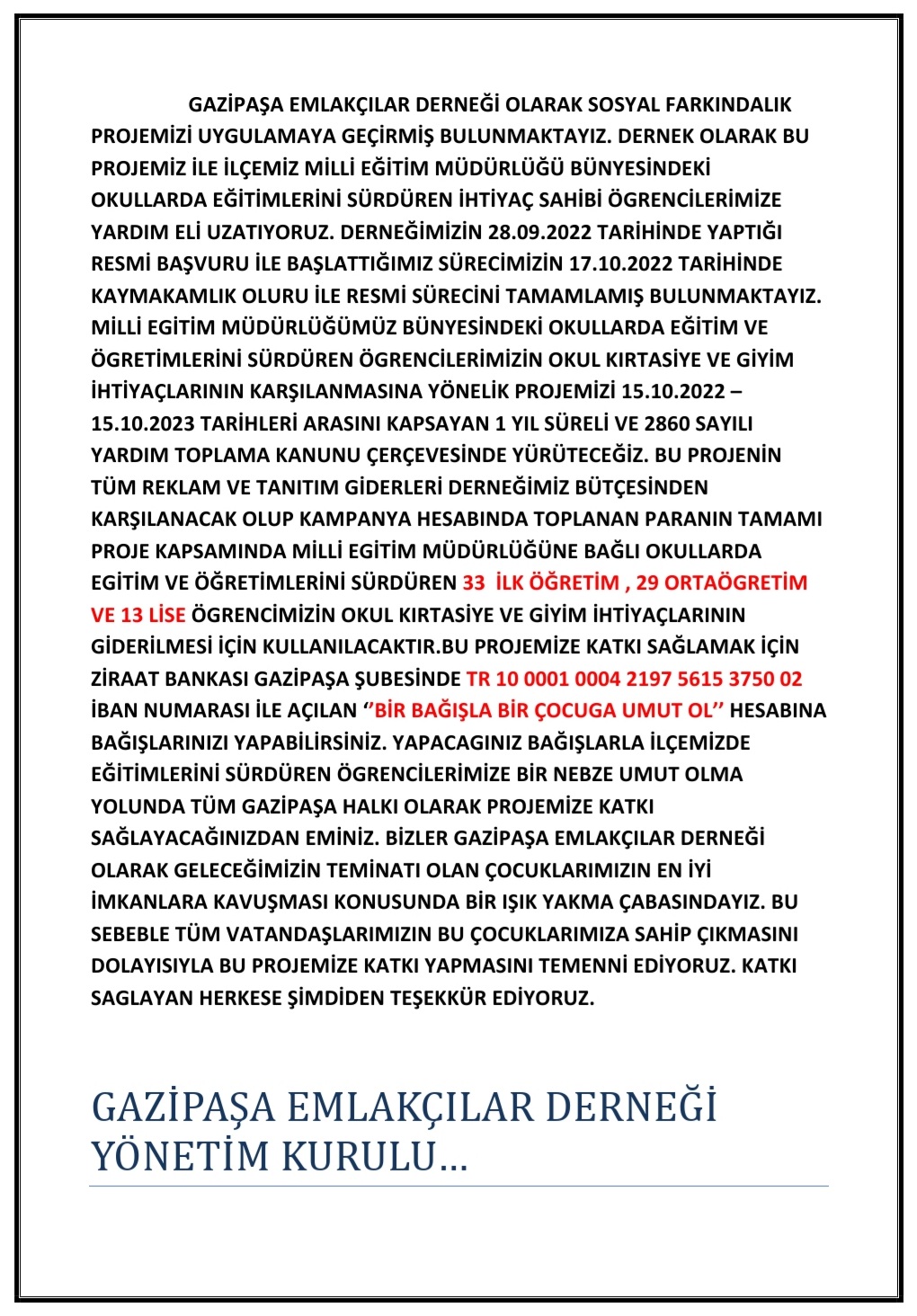 İHTİYAÇ SAHİBİ ÖGRENCİLERİMİZ İÇİN KAMPAMIZ BAŞLADI.