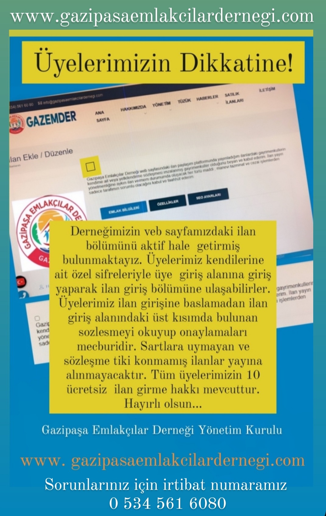 İlan sayfamızı faaliyete geçirdik. 
