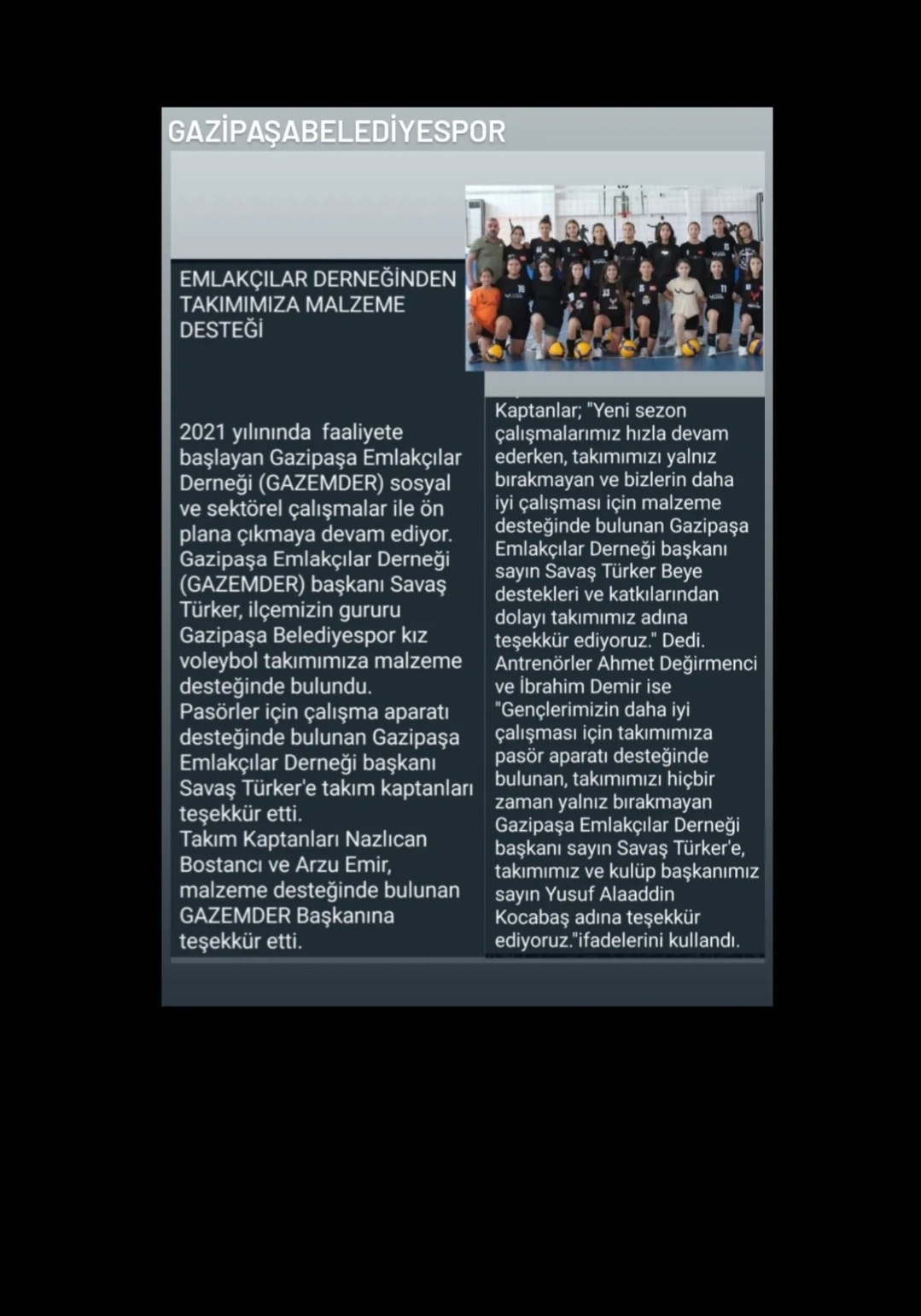 Voleybola dernegimizden malzeme yardımı