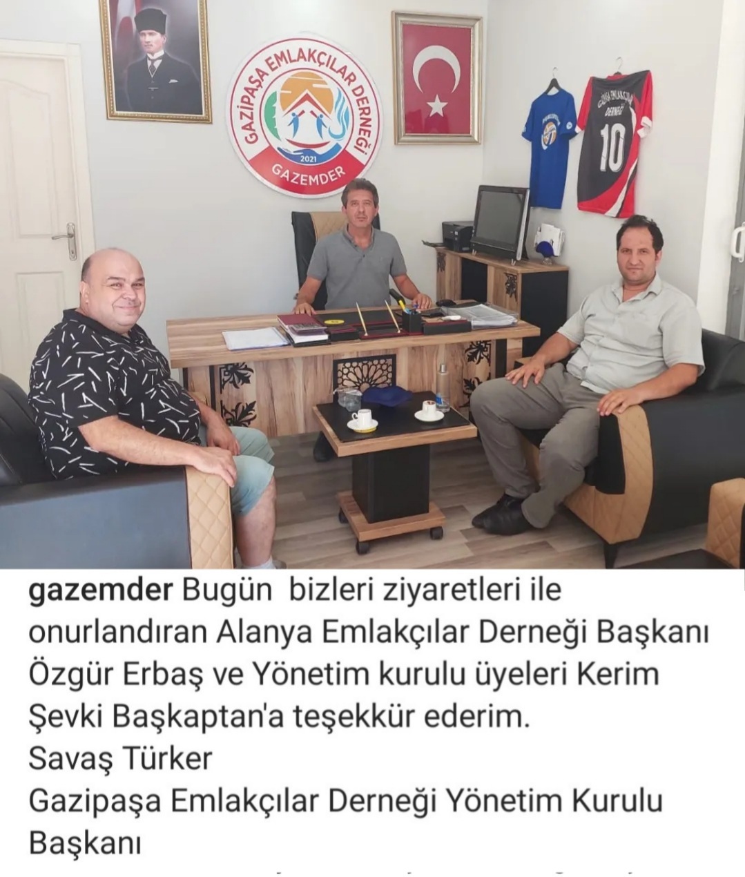 Alanya Emlakçılar derneği başkanı ve yönetim kurulu üyelerine ziyaretleri için teşekkür ediyoruz. 
